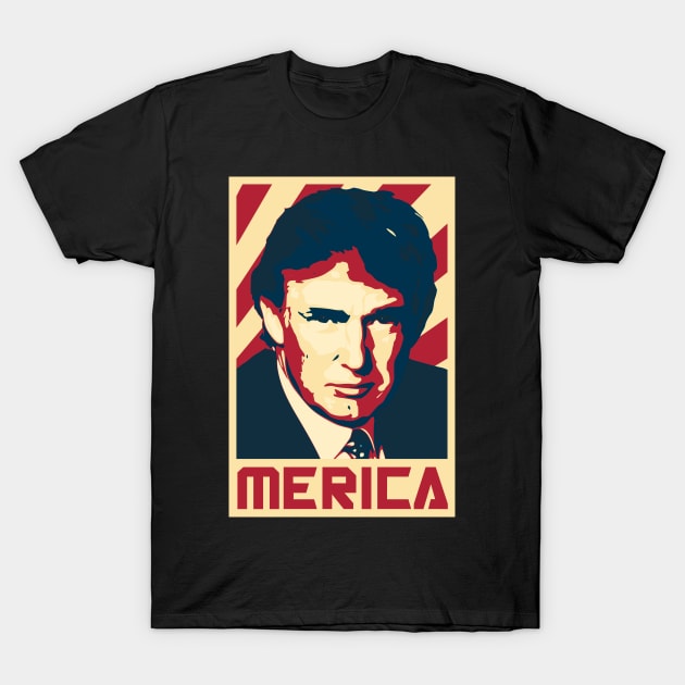 Donald Trump Merica Retro Propaganda T-Shirt by Nerd_art